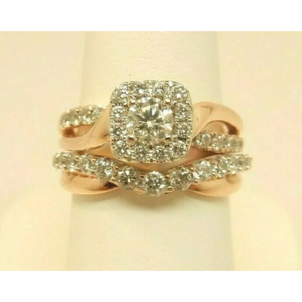 Amazing 1.20 carat 14k rose gold diamond ring set